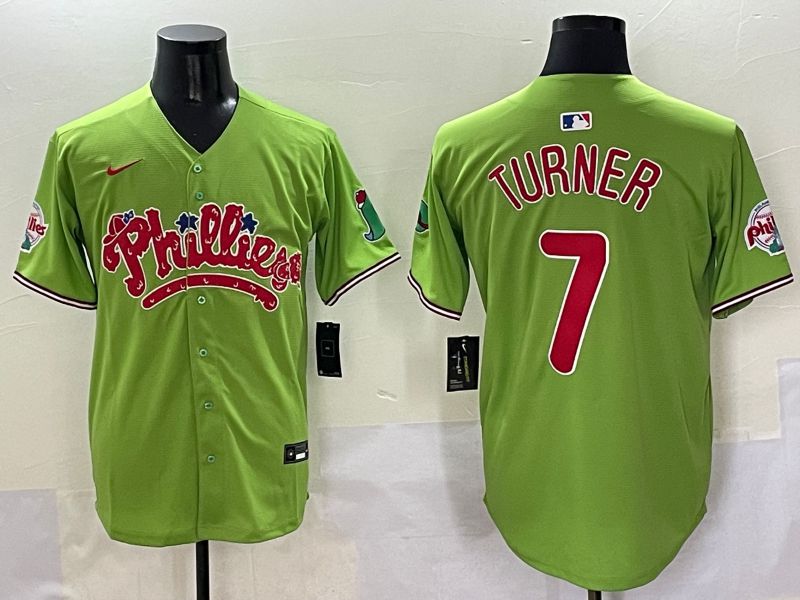 Men Philadelphia Phillies #7 Turner Green Five generations Joint Name 2025 Nike MLB Jersey style 1->philadelphia phillies->MLB Jersey